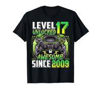 Level 17 Unlocked Awesome Since 2009 17th Birthday Gaming T-Shirt