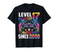 Level 17 Unlocked Awesome Since 2009 17th Birthday Gaming T-Shirt