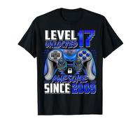 Level 17 Unlocked Awesome Since 2009 17th Birthday Gaming T-Shirt