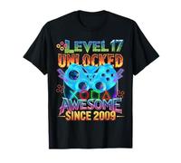 Level 17 Unlocked Awesome Since 2009 17th Birthday Gaming T-Shirt