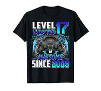 Level 17 Unlocked Awesome Since 2009 17th Birthday Gaming T-Shirt