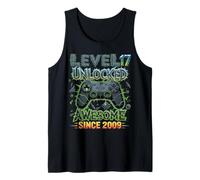 Level 17 Unlocked Awesome Since 2009 17th Birthday Gaming Tank Top