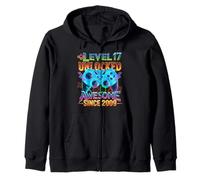 Level 17 Unlocked Awesome Since 2009 17th Birthday Gaming Zip Hoodie