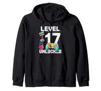 Level 17 Unlocked Video Gamer 17th Birthday for Boys Zip Hoodie