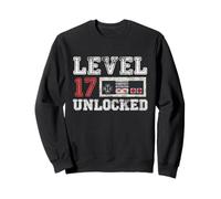 Level 17 Unlocked Vintage 17yr Old Gamer Gifts 17th Birthday Sweatshirt