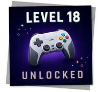 Level 18 Birthday Card for Gamer - 'Level 18 Unlocked' Gaming Controller Design for 18th Birthday