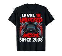 Level 18 Unlocked Awesome Since 2008 18th Birthday Gaming T-Shirt