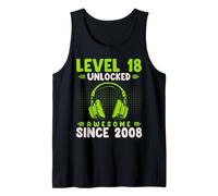 Level 18 Unlocked Awesome Since 2008 18th Birthday Gaming Tank Top