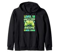 Level 18 unlocked awesome since 2008 green controller gamer Zip Hoodie
