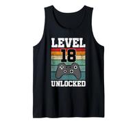 Level 18 Unlocked Funny 18 Year Old Gamer 18th Birthday Tank Top