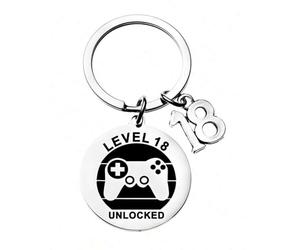 Level 18 Unlocked Keyring For Gamers 18th Birthday Gift For Boys For Video Game Lovers 18th Birthday Milestone Gift For An 18 Year Old Engraved Stainless Steel Keychain