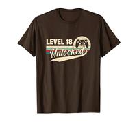Level 18 Unlocked - Retro Vintage Funny 18th Birthday Gamer T-Shirt, Men, Brown, XX-Large