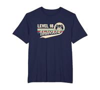 Level 18 Unlocked - Retro Vintage Funny 18th Birthday Gamer T-Shirt, Men's Big and Tall, Navy Blue, 3X Tall