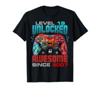 Level 19 Unlocked Awesome Since 2007 19th Birthday Gaming T-Shirt