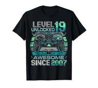 Level 19 Unlocked Awesome Since 2007 19th Birthday Gaming T-Shirt