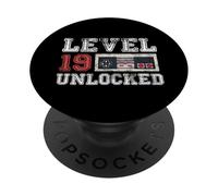 Level 19 Unlocked Vintage 19yr Old Gamer Gifts 19th Birthday PopSockets Adhesive PopGrip