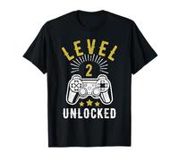Level 2 Unlocked 2 Years Anniversary Retro 2nd Wedding Day T-Shirt