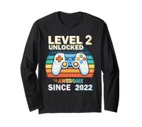 Level 2 Unlocked Awesome Since 2022 Video Gamer 2th Birthday Long Sleeve T-Shirt