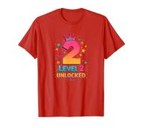 Level 2 Unlocked Celebratory Achievement Milestone T-Shirt, Men, Red, XXL