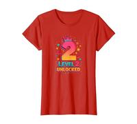 Level 2 Unlocked Celebratory Achievement Milestone T-Shirt, Women, Red, 3XL