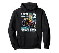 Level 2 Unlocked T-Rex Monster Truck Dinosaur 2nd Birthday Pullover Hoodie