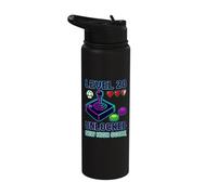 Level 20 Unlocked 20th Video Gamer Birthday Stainless Steel Insulated Water Bottle