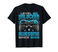 Level 20 Unlocked Awesome Since 2006 20th Birthday Gaming T-Shirt