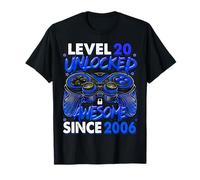 Level 20 Unlocked Awesome Since 2006 20th Birthday Gaming T-Shirt