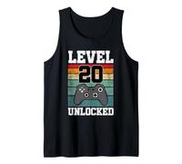 Level 20 Unlocked Funny 20 Year Old Gamer 20th Birthday Tank Top