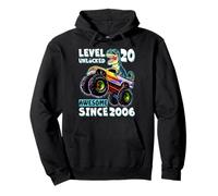 Level 20 Unlocked T-Rex Monster Truck Dinosaur 20th Birthday Pullover Hoodie