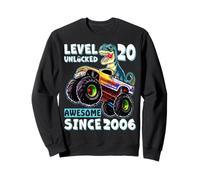 Level 20 Unlocked T-Rex Monster Truck Dinosaur 20th Birthday Sweatshirt