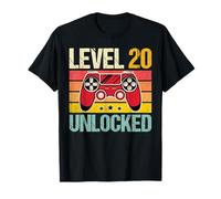 Level 20 Unlocked Vintage Video Gamer 20th Birthday Retro T-Shirt