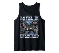 Level 21 Unlocked 21st Birthday Video Gamer Boy 21 Year Old Tank Top