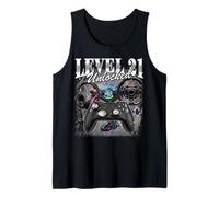 Level 21 Unlocked 21st Birthday Video Gamer Boy 21 Year Old Tank Top