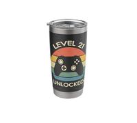 Level 21 Unlocked 21st Gaming Birthday Controller Gamer Gift Stainless Steel Insulated Tumbler