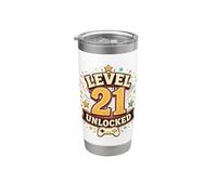 Level 21 Unlocked Retro Gaming Badge Graphic Video Game Stainless Steel Insulated Tumbler