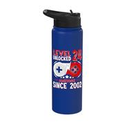 Level 24 Unlocked Birthday 24 Years Old Gifts 24th Birthday Stainless Steel Insulated Water Bottle