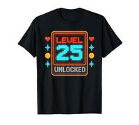 Level 25 Unlocked 25th Birthday Video Games Gaming Gamer T-Shirt