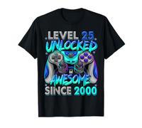 Level 25 Unlocked Awesome Since 2000 25th Birthday Gaming T-Shirt