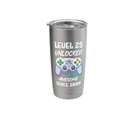 Level 25 Unlocked Awesome Since 2000 Video Gamer Birthday Stainless Steel Insulated Tumbler