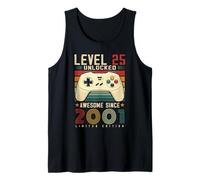 Level 25 Unlocked Awesome Since 2001 25th Birthday Gaming Tank Top