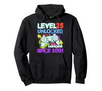 Level 25 Unlocked Awesome Since 2001 25th Birthday Men Gamer Pullover Hoodie