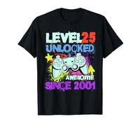 Level 25 Unlocked Awesome Since 2001 25th Birthday Men Gamer T-Shirt