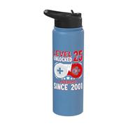 Level 25 Unlocked Birthday 25 Years Old Gifts 25th Birthday Stainless Steel Insulated Water Bottle