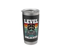 Level 25 Unlocked Funny 25 Year Old Gamer 25th Birthday Stainless Steel Insulated Tumbler