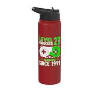 Level 27 Unlocked Birthday 27 Years Old Gifts 27th Birthday Stainless Steel Insulated Water Bottle