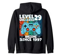 Level 29 Unlocked 29th Birthday 29 Year Old Gamer Since 1997 Zip Hoodie
