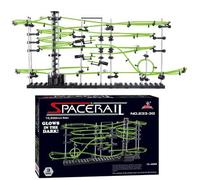 Level 3 Marble Roller Coaster Kit - 343 Pieces Marble Run Building Toy Luminous Version Steel Ball Roller Coaster Maze Game Space Rail, STEM Toy Gift for Ages 14