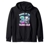 Level 3 Unlocked Funny 3rd Birthday Gaming Panda Zip Hoodie
