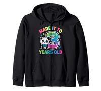 Level 3 Unlocked Funny 3rd Birthday Gaming Panda Zip Hoodie